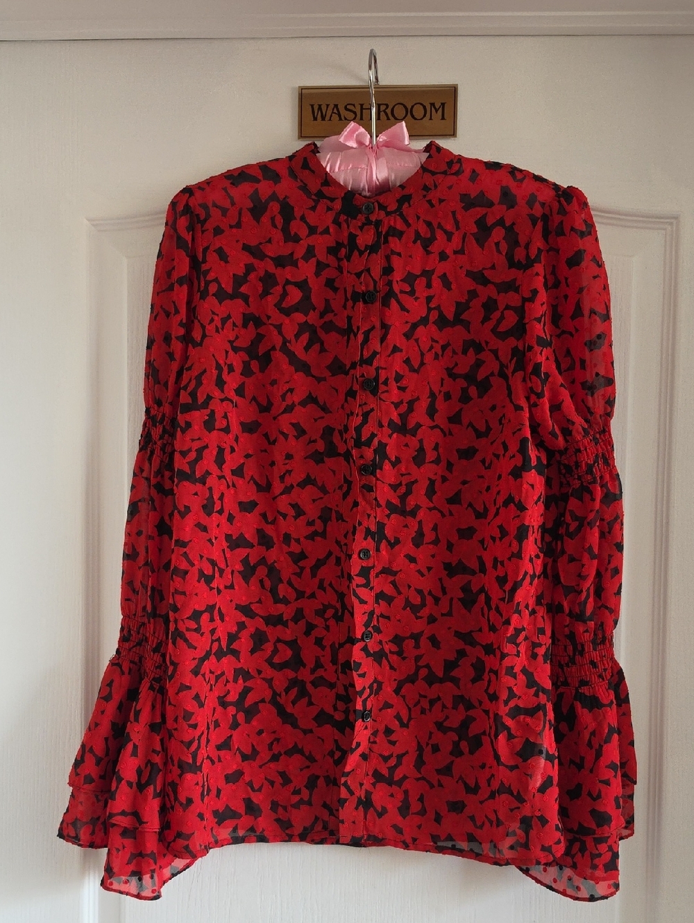 MICHAEL Michael Kors Red and Black Printed Blouse PRICE IS FIRM